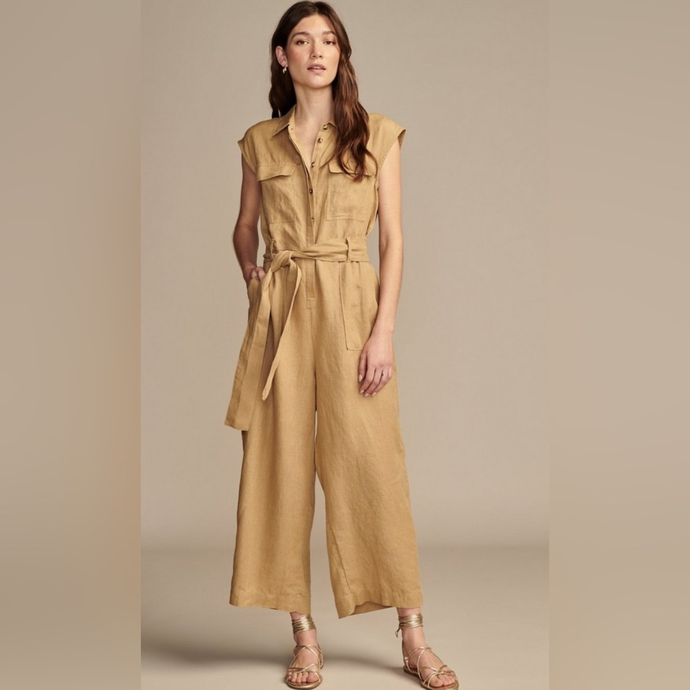 Lucky Brand Tan Utility Jumpsuit with Belted Waist